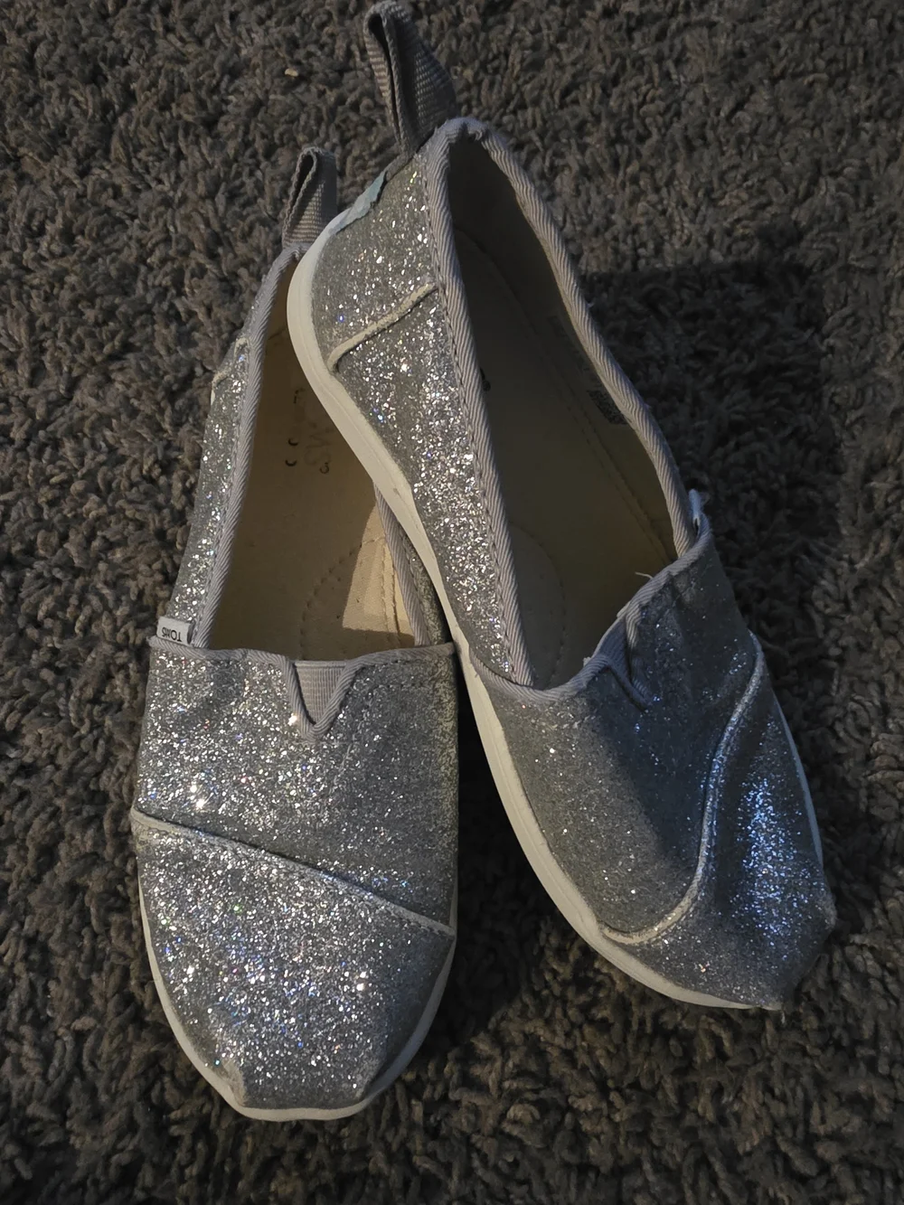 Toms Kids Glitter Slip-On Moccasins - Silver